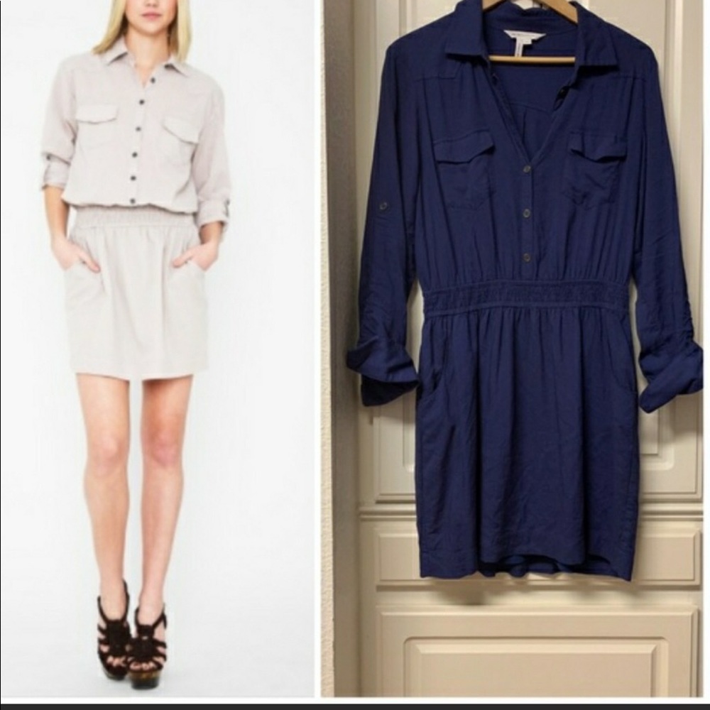 BCBGeneration Royal Blue Utility Shirt Dress - Size M